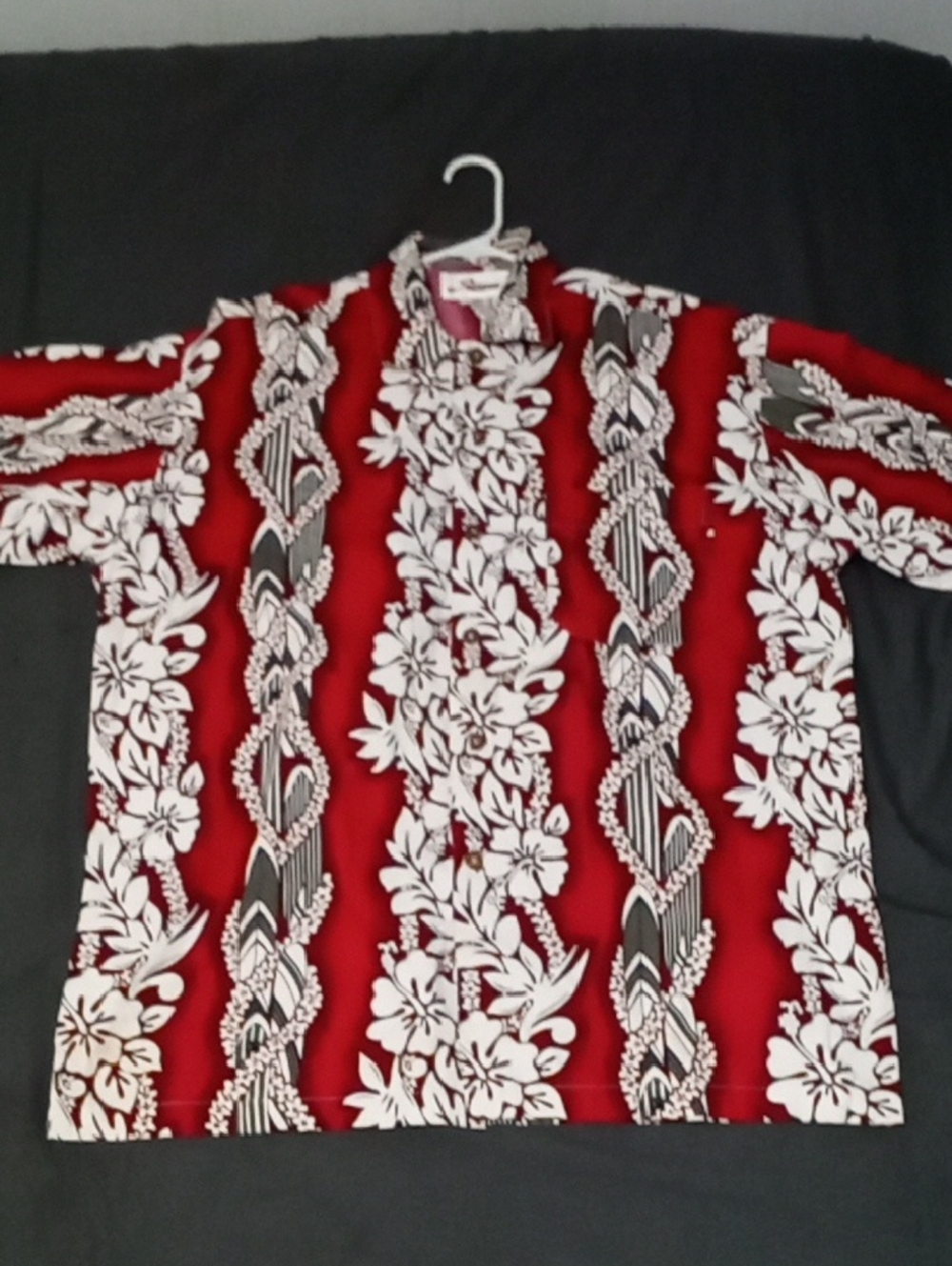 Men's Red Floral Stripe Casual Button-Down Shirt